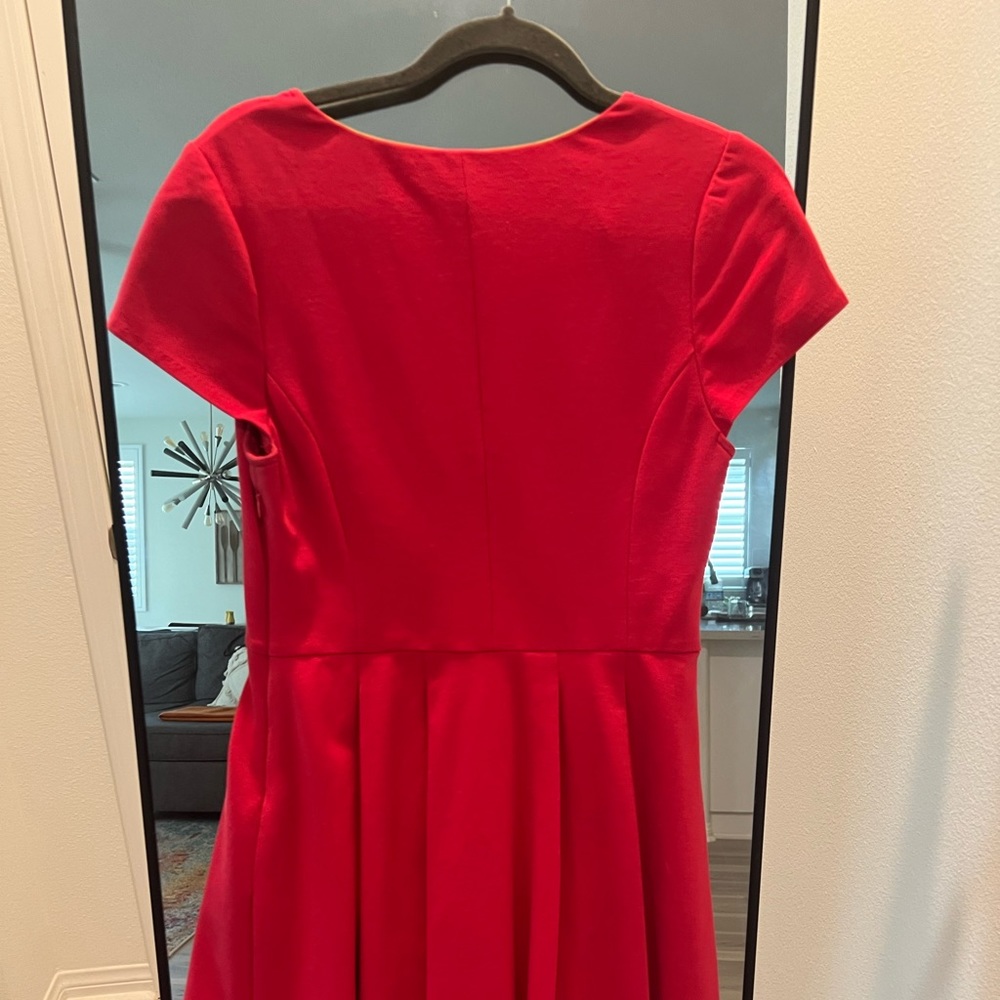Boden Size 6 Tomato Red Cap Sleeve V-neck Lined Skater Dress: 4893